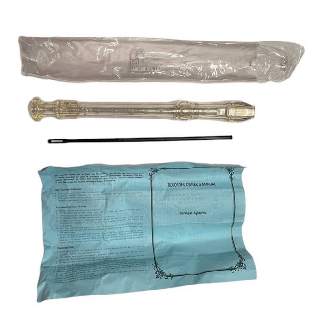 VTG‎ Gill Soprano Recorder Baroque System Clear Plastic Music Instrument PL106CL
